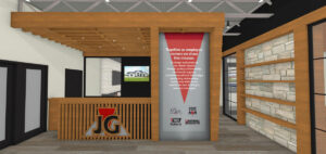 rendering of JG Development office space with signage