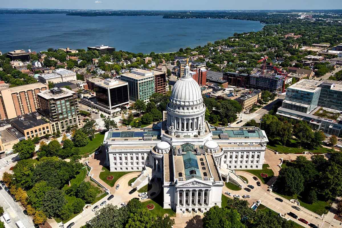 aerial view of capitol in Madison